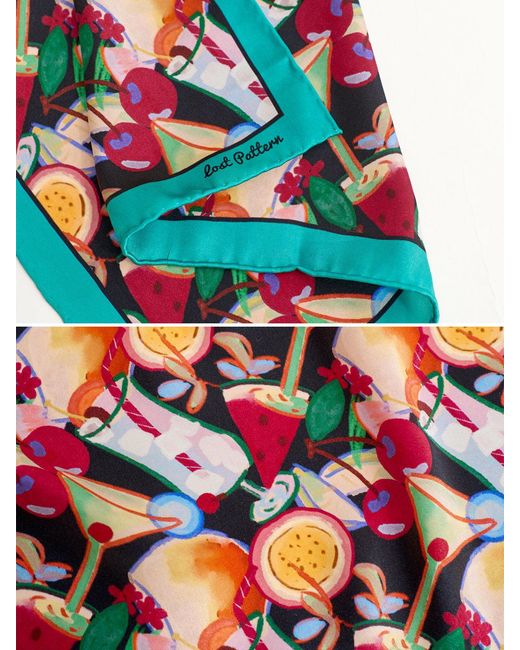 Lost Pattern Blue Party Time Silk Pocket Square for men