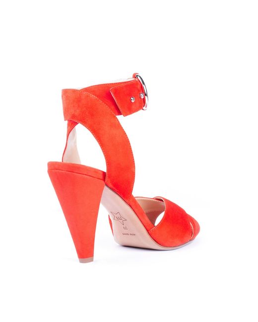 Rosamund Muir London Red Montana Coral Suede Heels