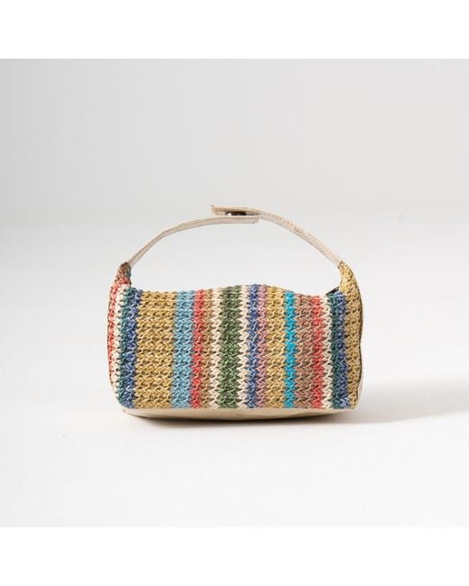 Up-fuse Blue Sol Raffia Handbag