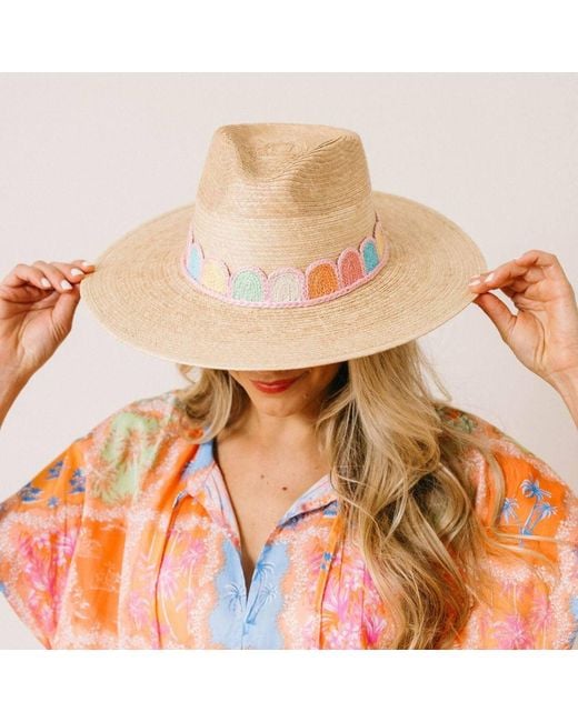 SUNSHINE TIENDA Natural Pastel Kandy Crochet Palm Hat