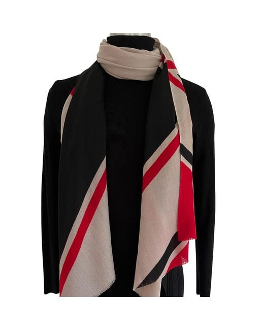 Heritagemoda Blue Hand Painted Geometric Classic Wool-Silk Scarf