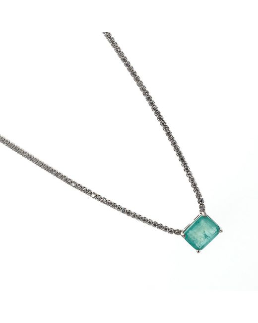 Ebru Jewelry Blue Square Paraiba Tourmaline Diamond Chain Happy Necklace