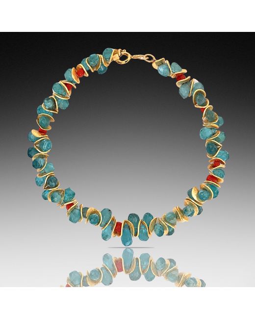 Lori Kaplan Design Green Aqua Apatite & Coral Signature Bracelet