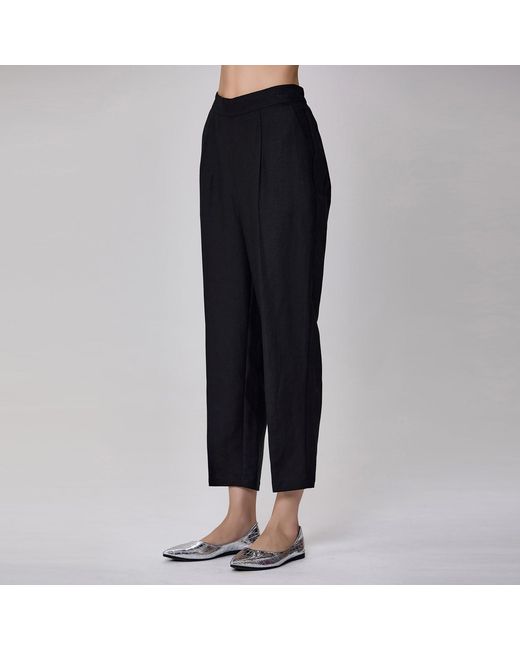 Smart and Joy Black Straight Linen Pants