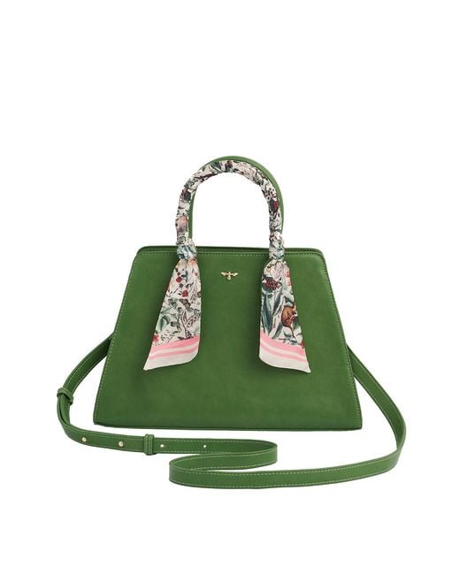 Fable England Green Garden Floral Structured Tote Bag Medium