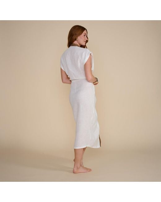 The Summer Edit Gray Kaia Luxe Linen Wrap Dress