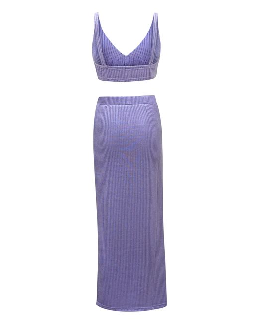Why Mary Purple Knitted Crop Top & Maxi Pencil Skirt Set