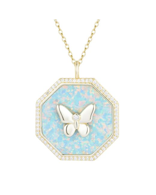 KAMARIA Metallic Octagon Butterfly Medallion Necklace