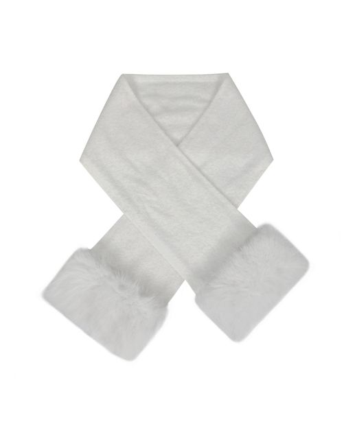 Miss Circle New York White Selma Wool-Blend Ribbed Knit Scarf