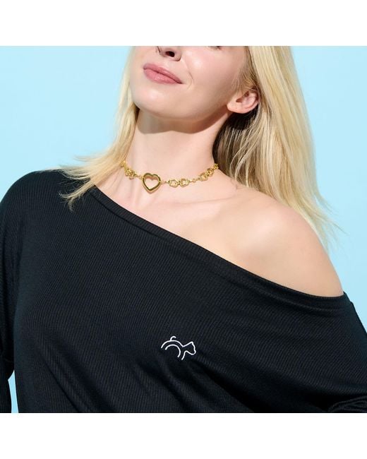 Cloud Haven Black Off The Shoulder Relaxed Logo Tee