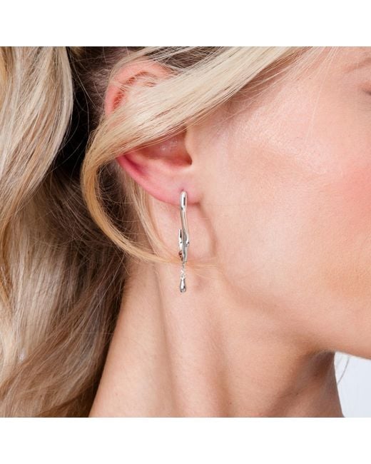 Lucy Quartermaine Metallic Solid Sterling Dripping Hoop Earrings