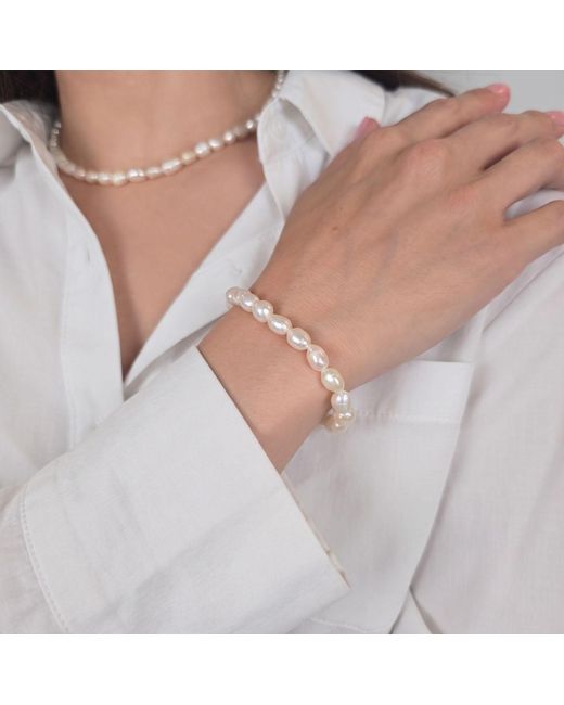 Harfi Metallic Plated Natural Freshwater Pearl Bracelet