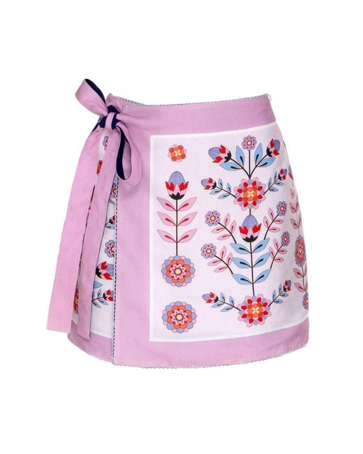 Jessie Zhao New York Pink Swim Cover Up Skirt- Garden