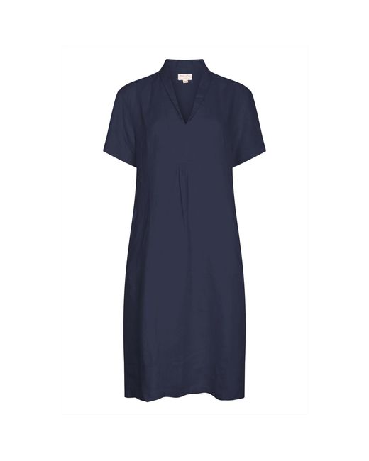 NoLoGo-chic Blue Elodie Short Sleeve Midi Dress Linen