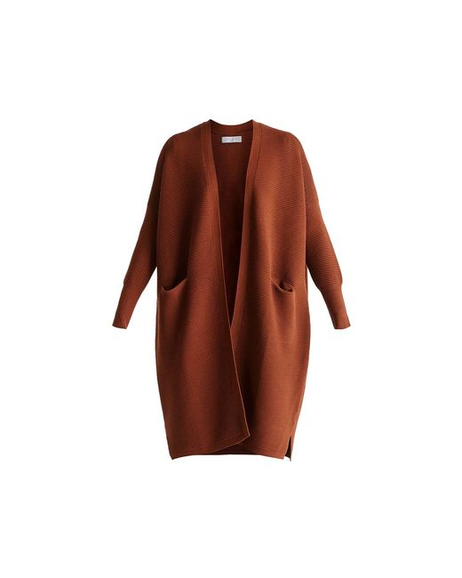 Paisie Brown Long Ribbed Cardigan