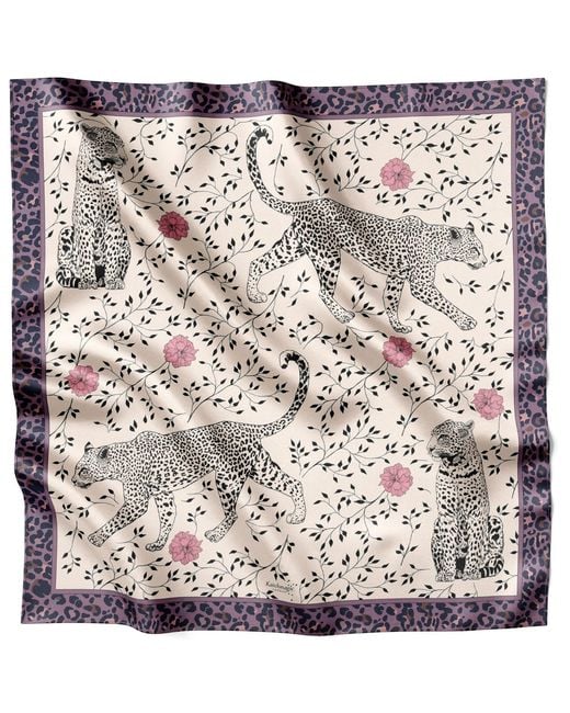 Lamberty Munich Natural Neutrals Leopard Walks Original Silk Scarf