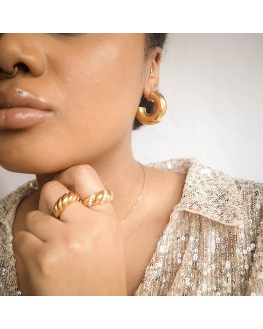 Superdivajewellery Metallic Crystal Croissant Ring