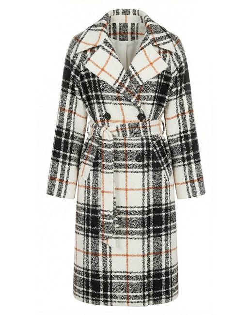 Exquise Gray Belted Double Breasted Pocketed Regular Woven Midi Coat