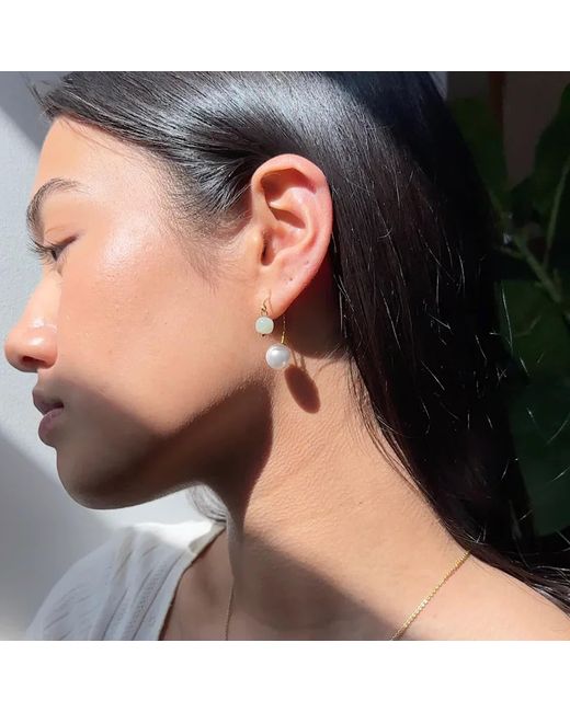 seree Metallic Ana Pearl And Jade Thread Earrings