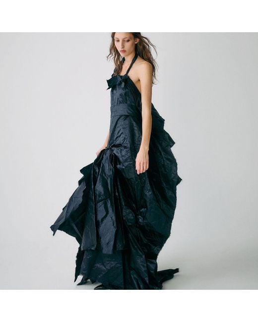 Miro Misljen Black Deconstructed Halter Gown