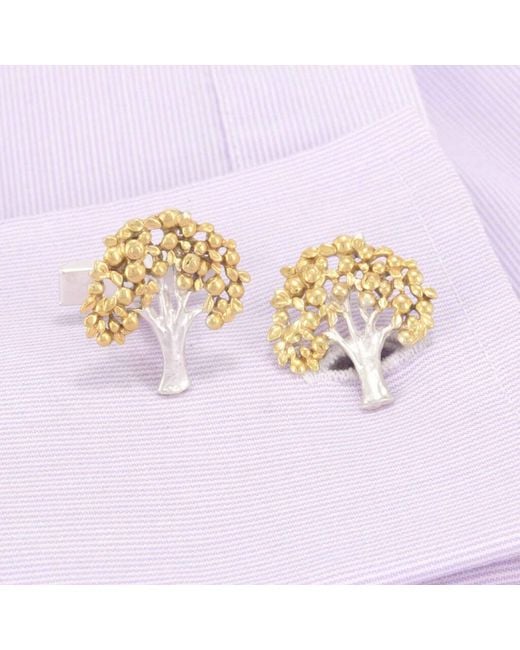 Simon Kemp Jewellers Metallic Tree Cufflinks for men