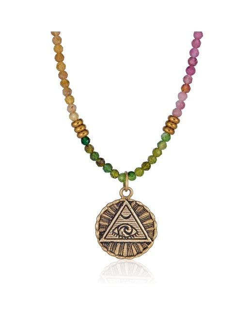 Cartography Metallic Eye Of Providence Evil Eye On, And Tourmaline Necklace