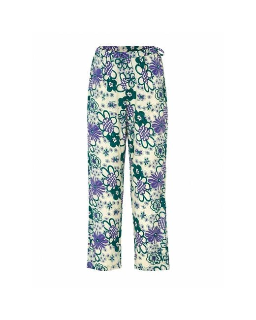 Par Y Escala Sl Blue Federica Pants Flowers