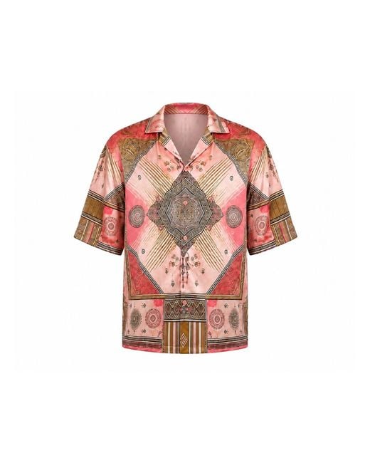Hustle Pink Scar City Satin-Shirt for men