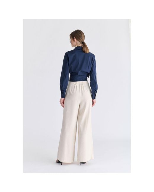 Paisie Blue Side Tie Wrap Blouse