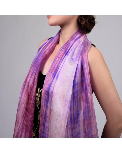 Silk and Bears Purple Berry Brushstroke Silk Scarf – Hand-Dyed Mulberry Silk, Evening Wrap & Gift