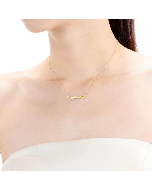 Genevive Jewelry Metallic Gorgeous Sterling Silver Gold Plated Cubic Zirconia Curve Line Necklace