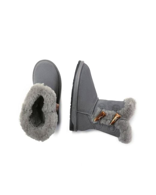 EverAu Australia Gray Stork Horn Toggle Button Short Boots