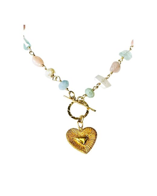 Lexi Jewelry Metallic Heart & Toggle Sweet Pastels Necklace