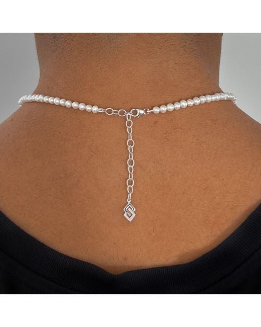 SALLY SKOUFIS White Luna Necklace With Natural Pearl for men