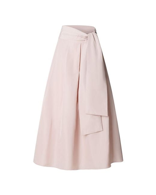 The Extreme Collection Pink Midi Skirt Taffeta With Waist Tie
