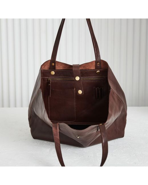 VIDA VIDA Brown Dark Soft Luxury Leather Tote Bag