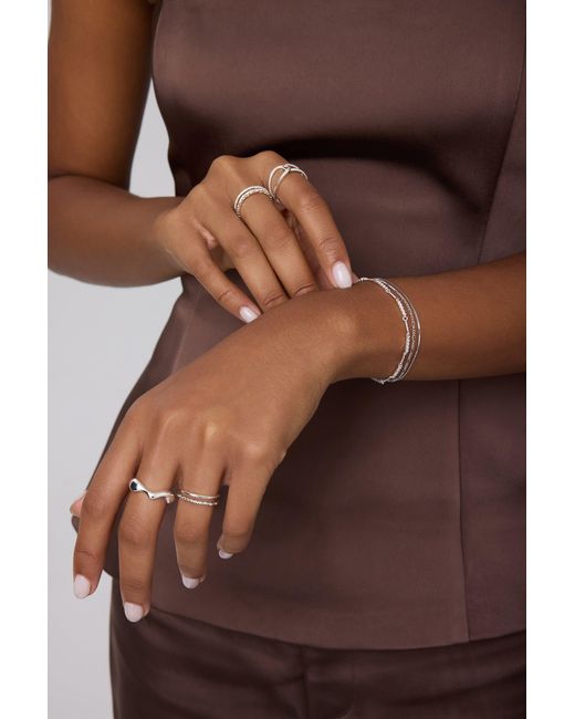 Vanhi Metallic Figaro And Box Chain Layered Bracelet