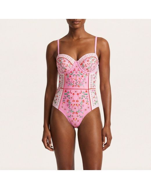 Jessie Zhao New York Pink Blush Botanica One Piece Swimsuit