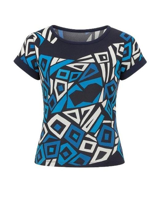 Conquista Blue Sleeveless Print Top