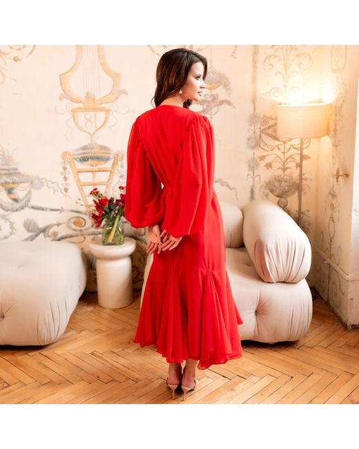 KÂfemme Chiffon Layered Boho Long Sleeve Dress
