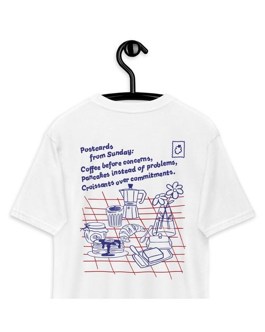 Anchor and Crew White Gustatory Originals Postcards From Sunday Heavy Cotton Embroidered T-Shirt for men