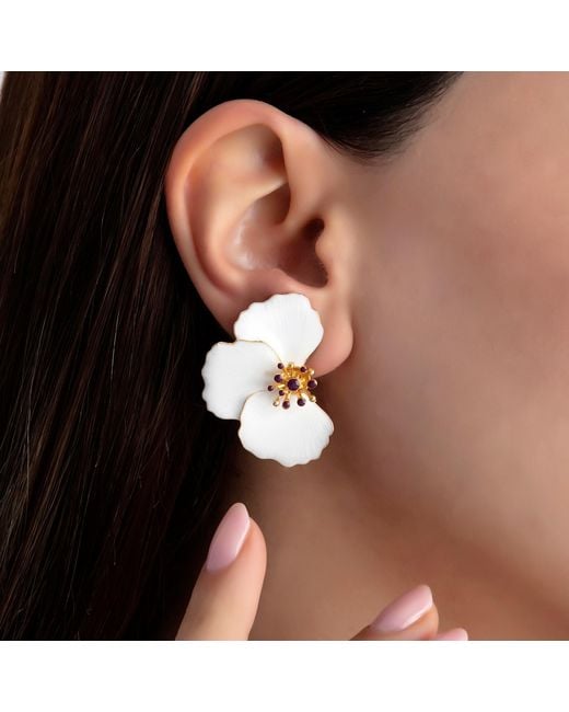 Milou Jewelry Metallic Poppy Flower Earrings