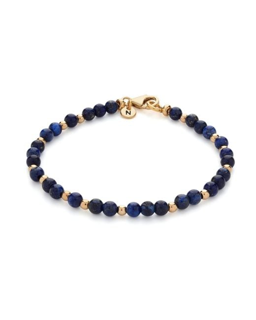 Nellou Jewellery Blue Lapis Lazuli Jewel Bead September Birthstone Bracelet Plated Sterling