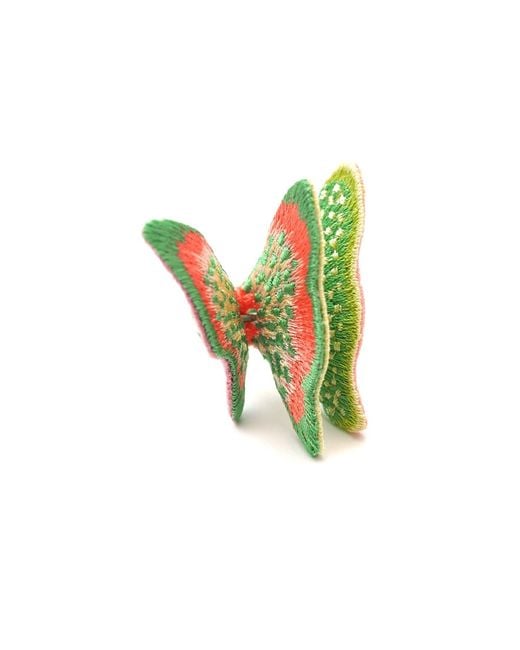 Nana Watanabe Green Land Butterfly Sculptural Embroidered Ring