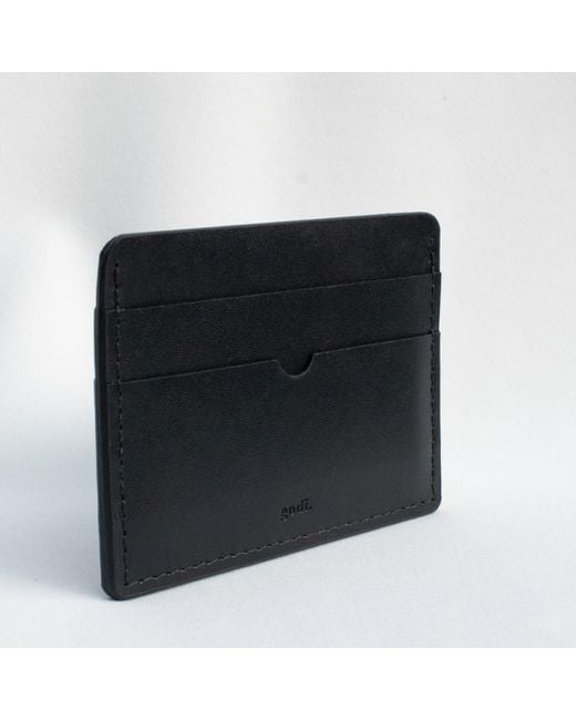 godi. Blue Handmade Leather Card Case for men