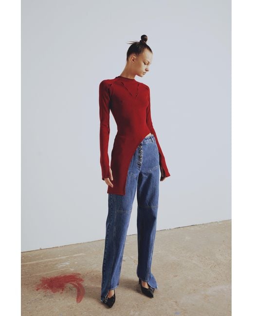 Pcfg Red Your Itch Two Tones Rib Top
