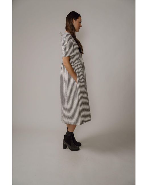 BEIRA Gray Flora Dress – Stripe Cotton