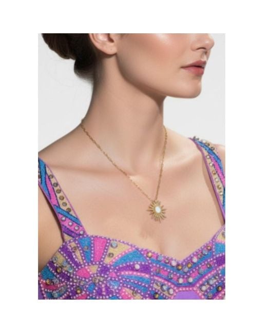 Oceanus Metallic Sunburst Charm Necklace