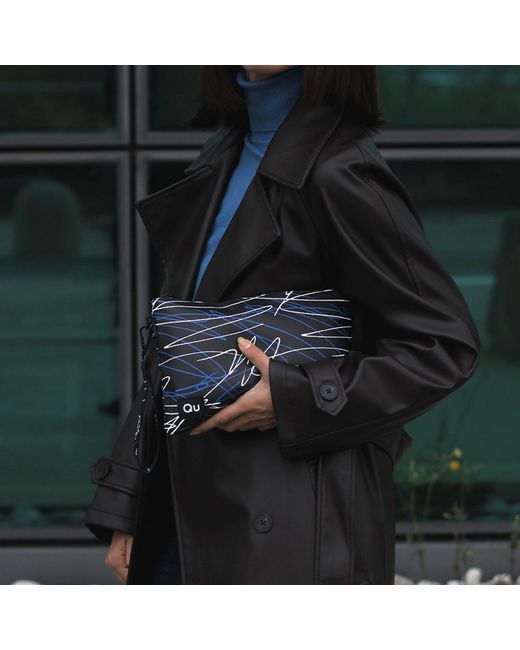 Qu Blue Scribbles Pouch