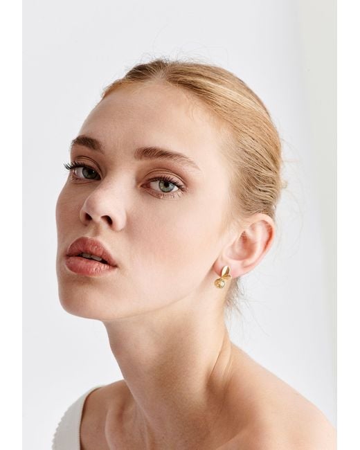 Paisie Metallic Leaf Sphere Earrings